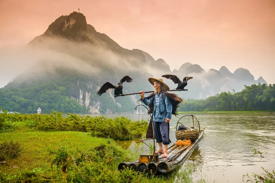 A fisherman on the Li River, Guilin