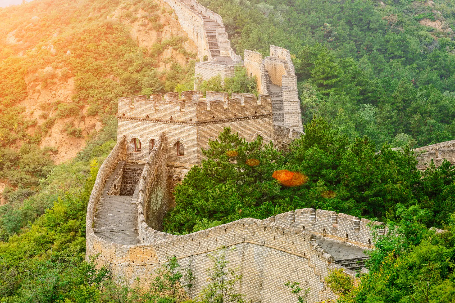 The Great Wall at sunset, near Beijing