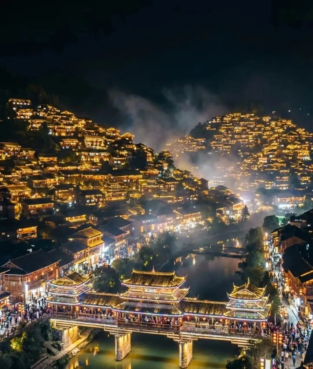 Xijiang lit up at night