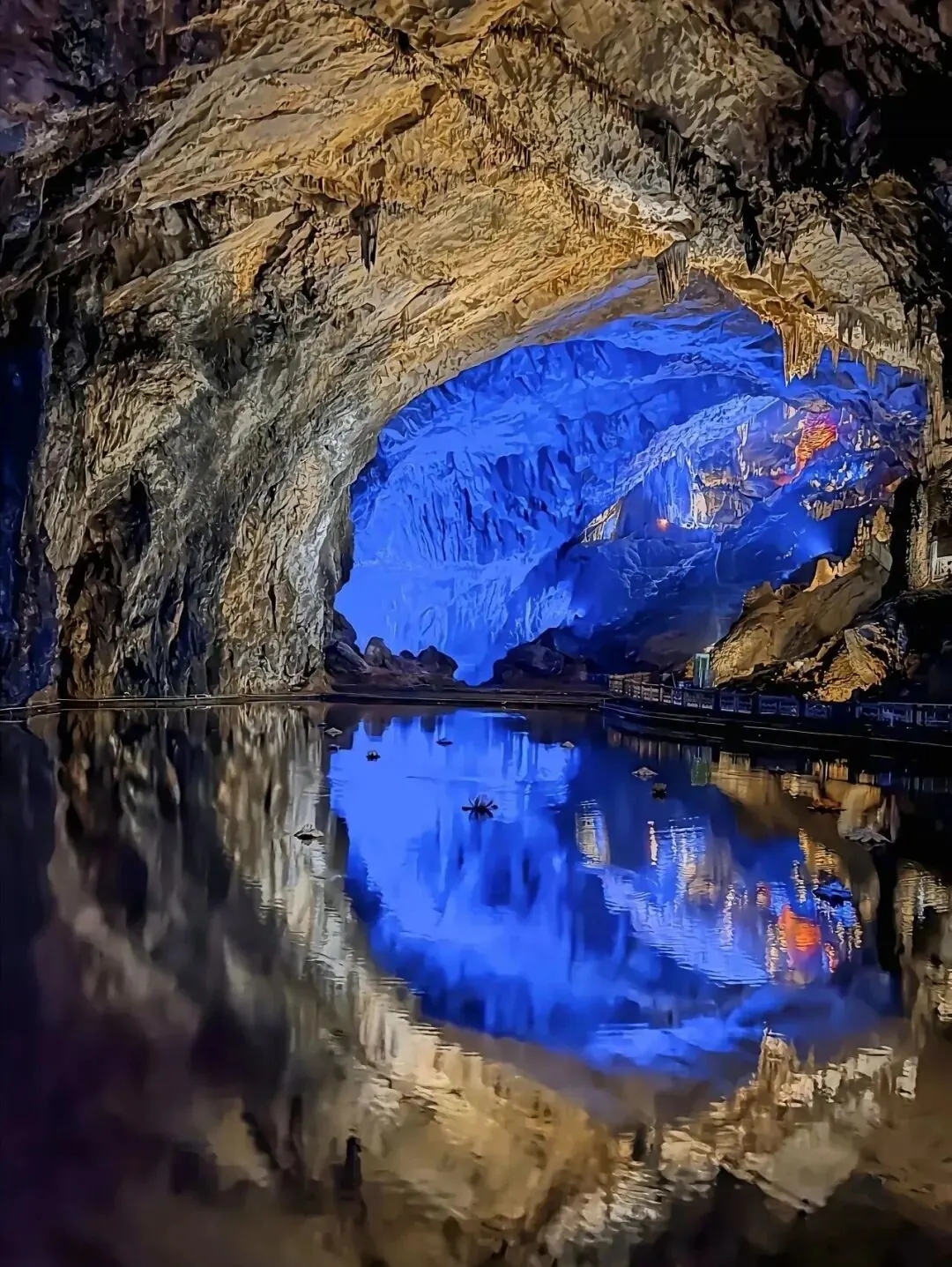 A Guizhou cave reflected in the water