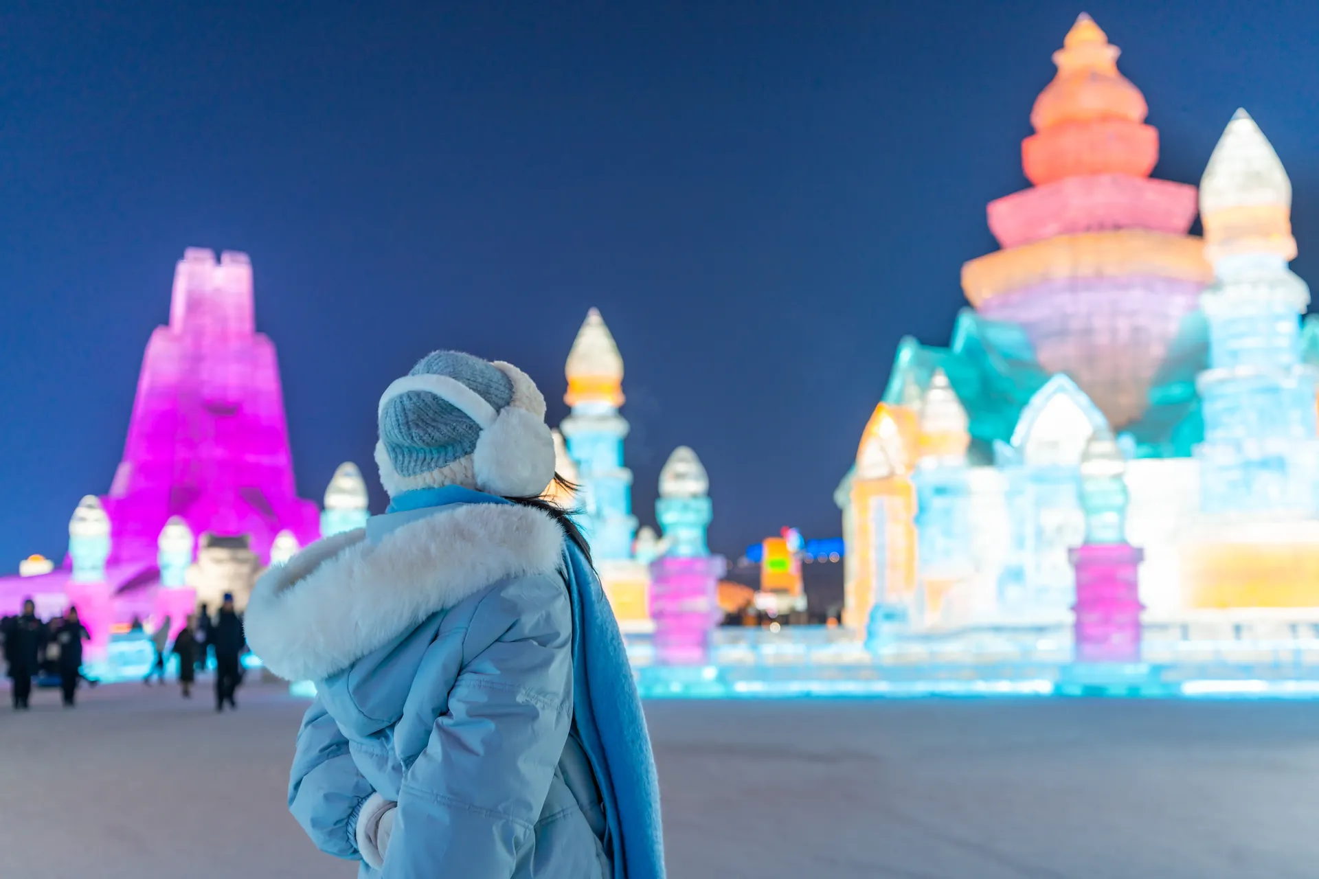 The Ice and Snow World lit up at night, Harbin