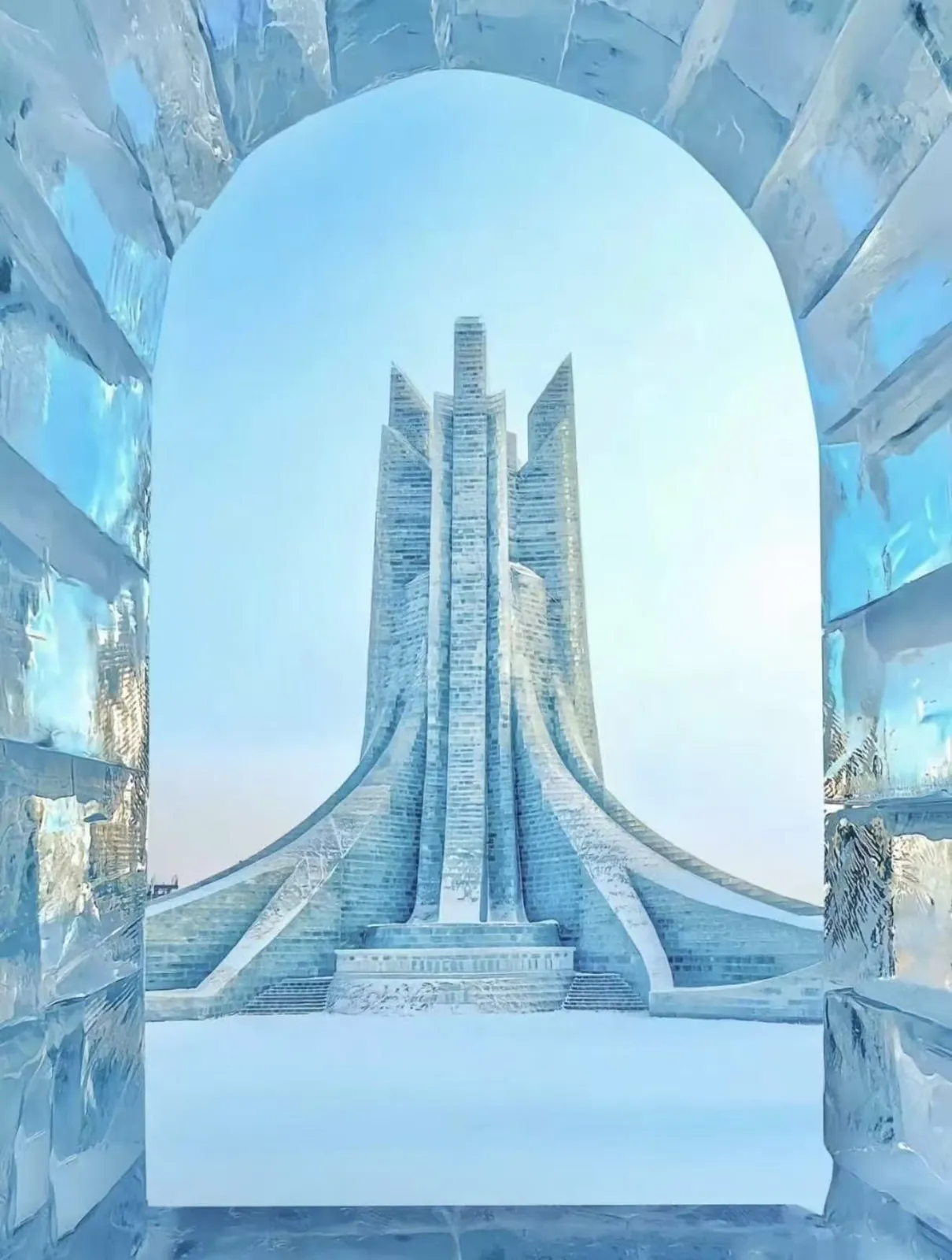 An ice arch at the Ice and Snow World