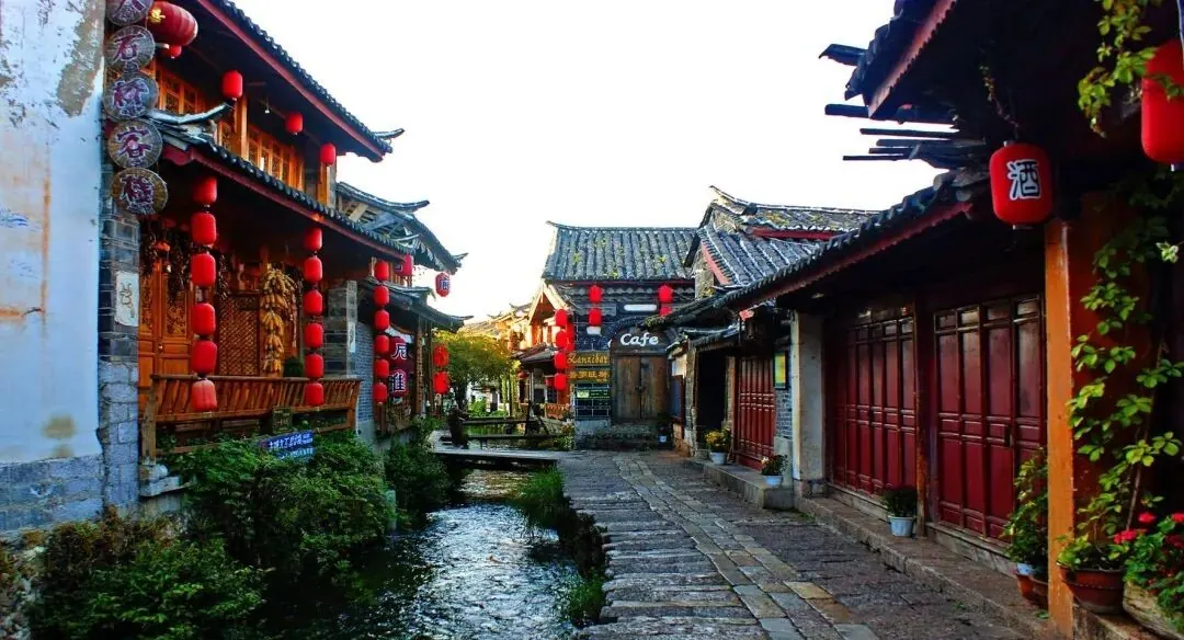 A lantern-lined street in Lijiang