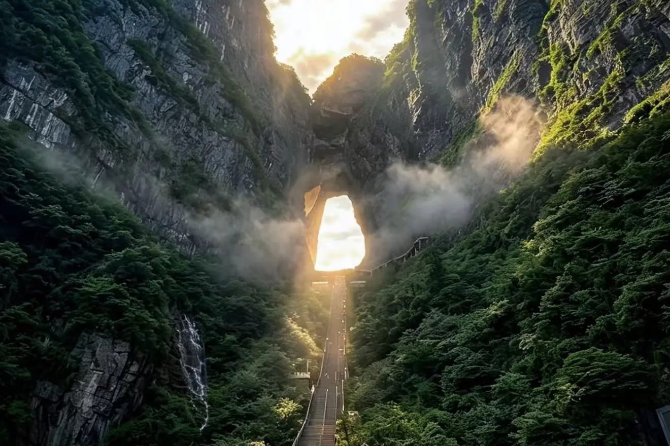 The stairway up to Heaven’s Gate on Tianmen Mountain