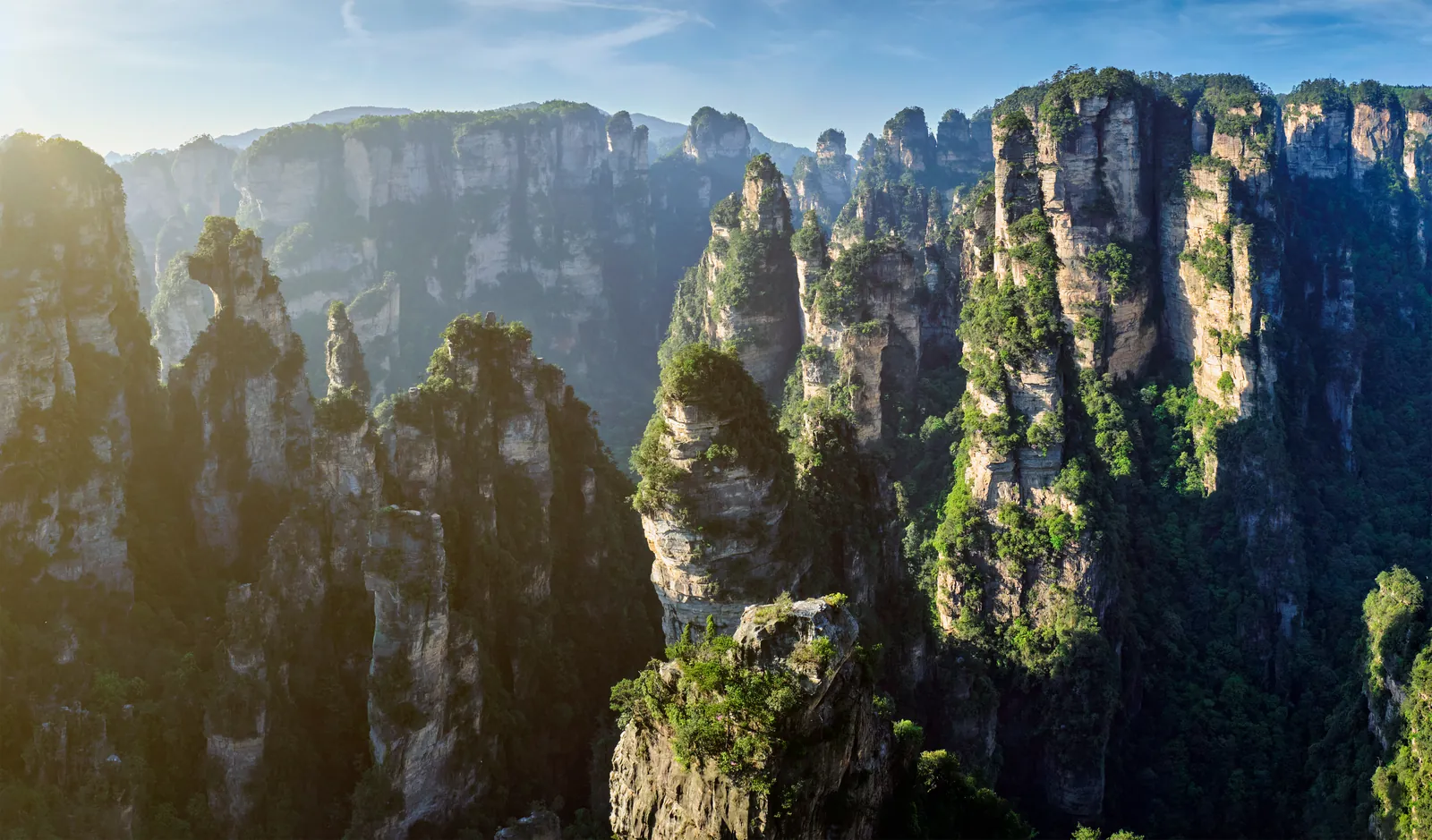 The Zhangjiajie peaks in the morning light
